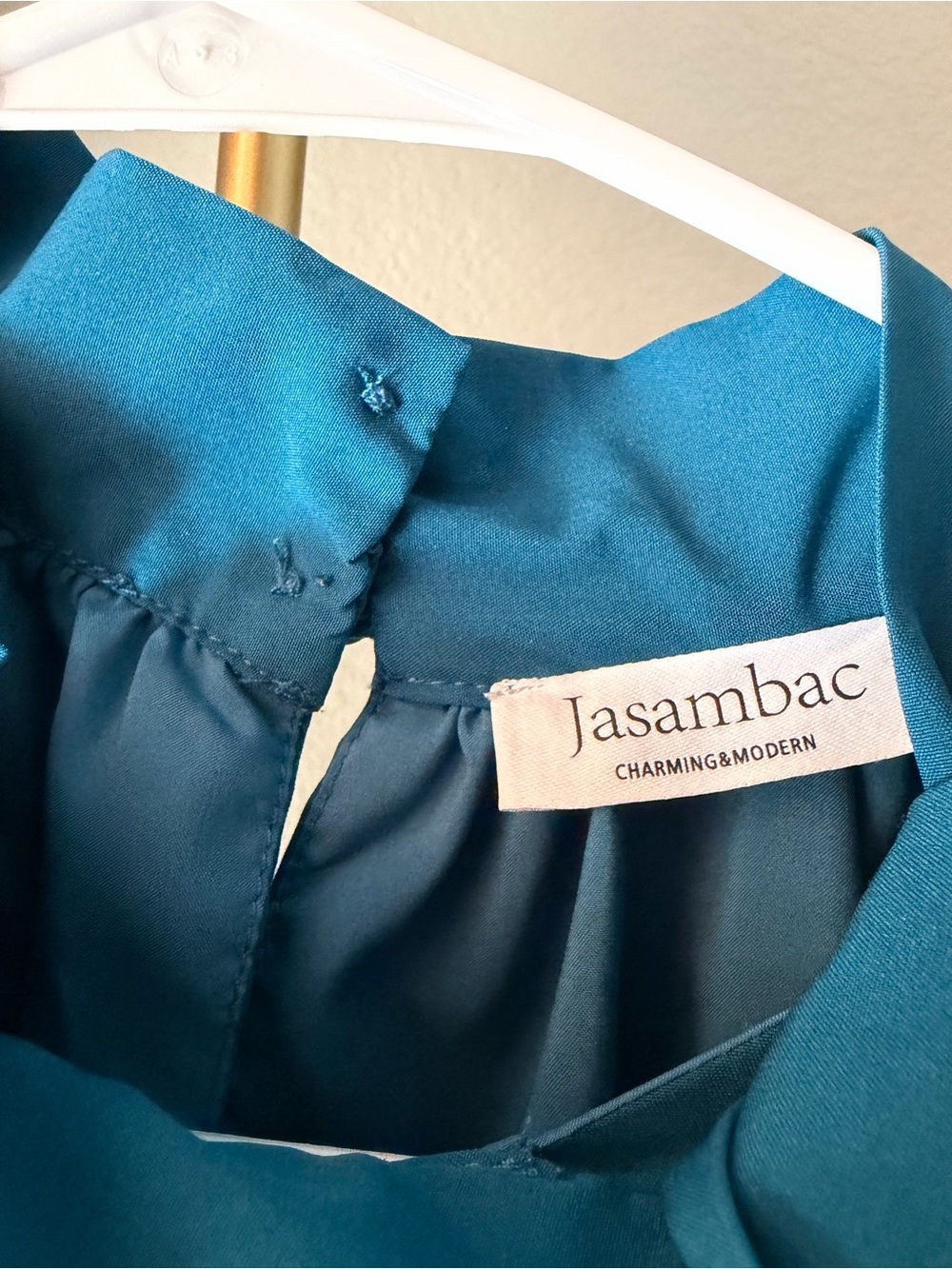 Wedding Guest Dress, Teal Bow Ruffle High Low Dress, Midi Dress, Size Medium - Picture 4 of 7